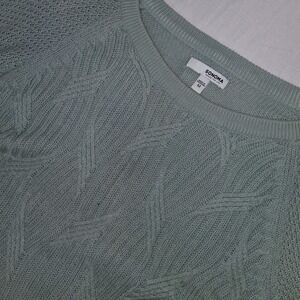 Sonoma Goods For Life Women Sage Green Cable Knit Leaf Pattern Sweater Medium